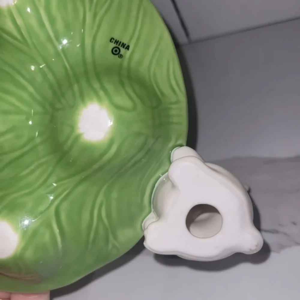 Target Green Leaf Platter with Cream Bunny Holders
